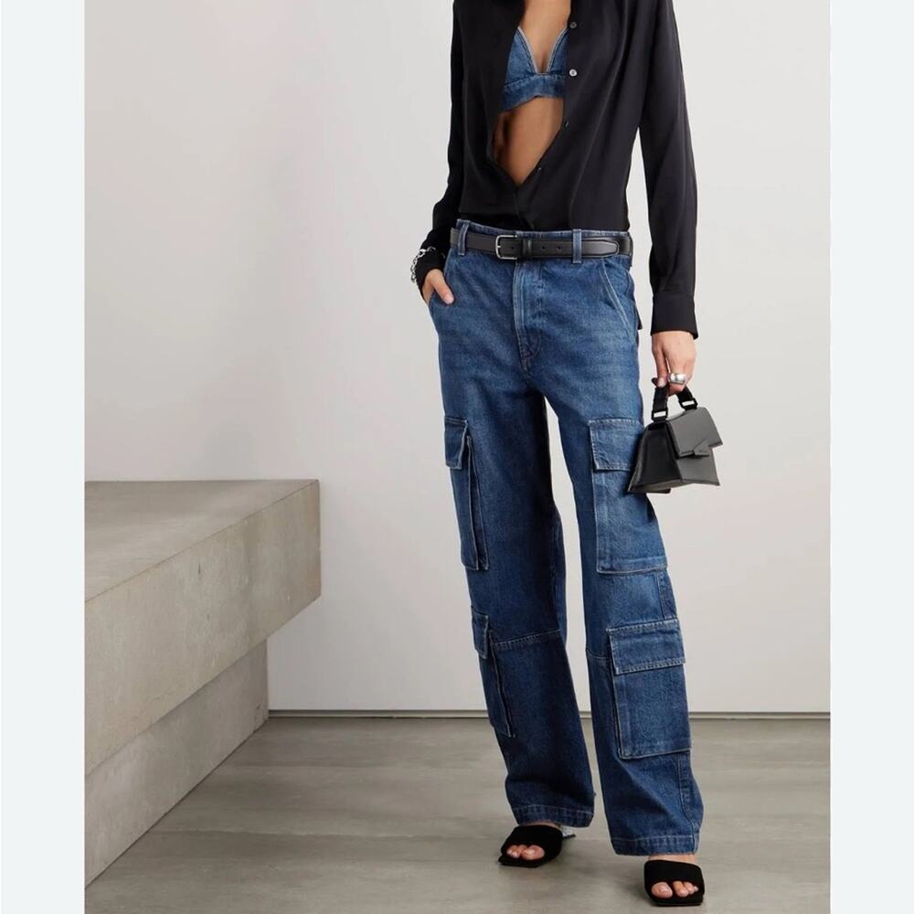 Citizens Of Humanity Dark Blue Wide-Leg Cargo Jeans